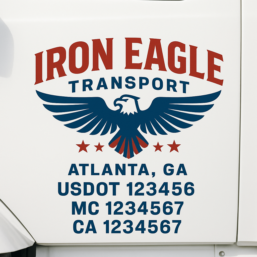 Custom Truck Door Decal Sticker Signs | Trucking or Business Name with City, USDOT, MC, CA Lettering Truck Signs