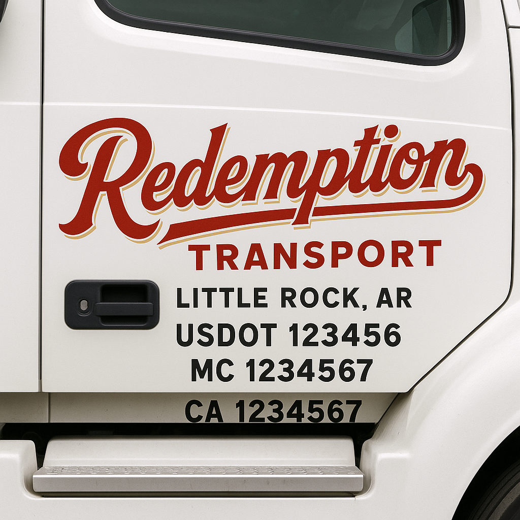 Custom Truck Door Decal Sticker Signs | Trucking or Business Name with City, USDOT, MC, CA Lettering Truck Signs