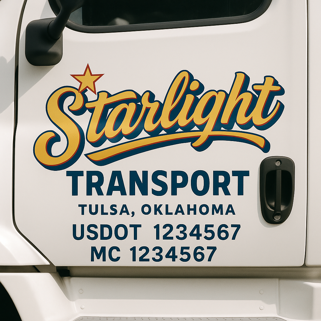 Custom Truck Door Decal Sticker Signs | Trucking or Business Name with City, USDOT, MC, CA Lettering Truck Signs