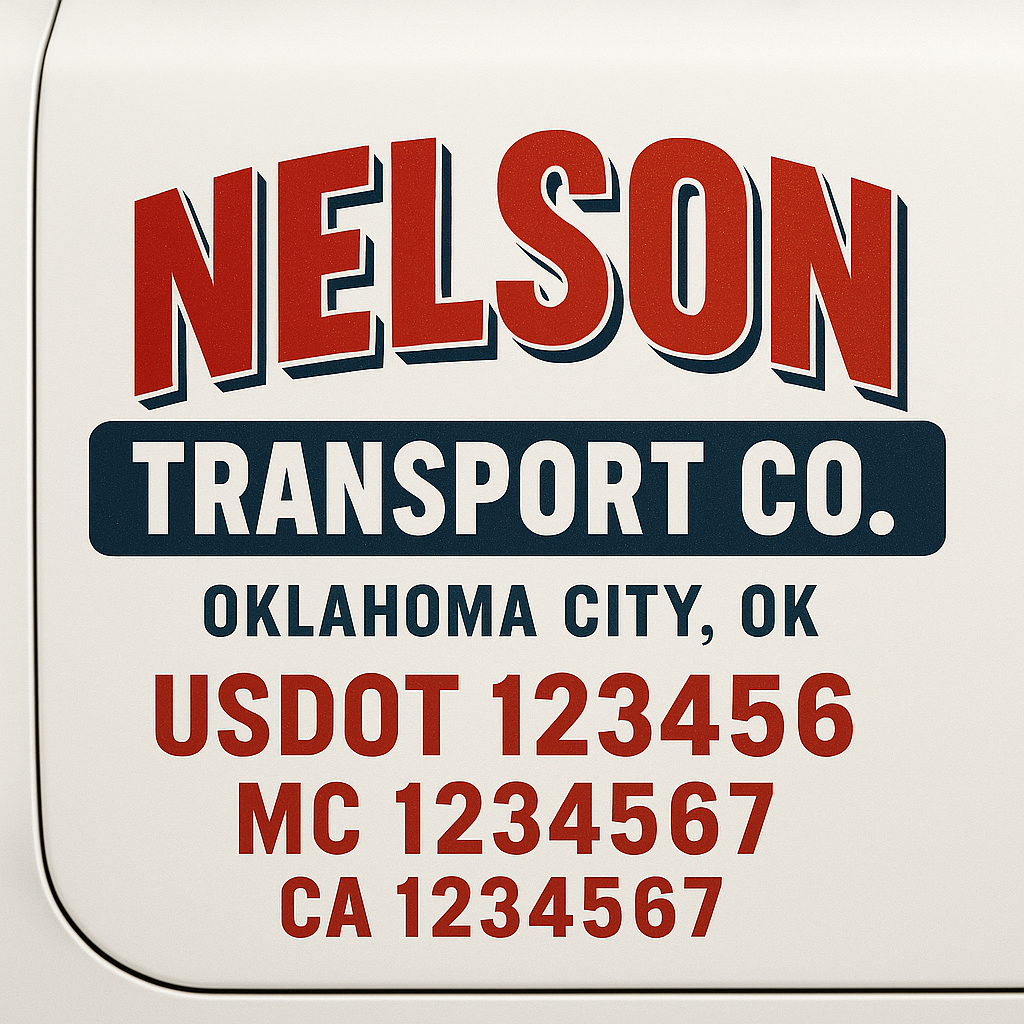 Custom Truck Door Decal Sticker Signs | Trucking or Business Name with City, USDOT, MC, CA Lettering Truck Signs