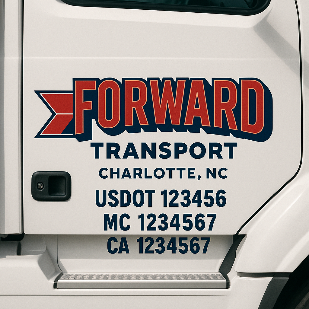Custom Truck Door Decal Sticker Signs | Trucking or Business Name with City, USDOT, MC, CA Lettering Truck Signs