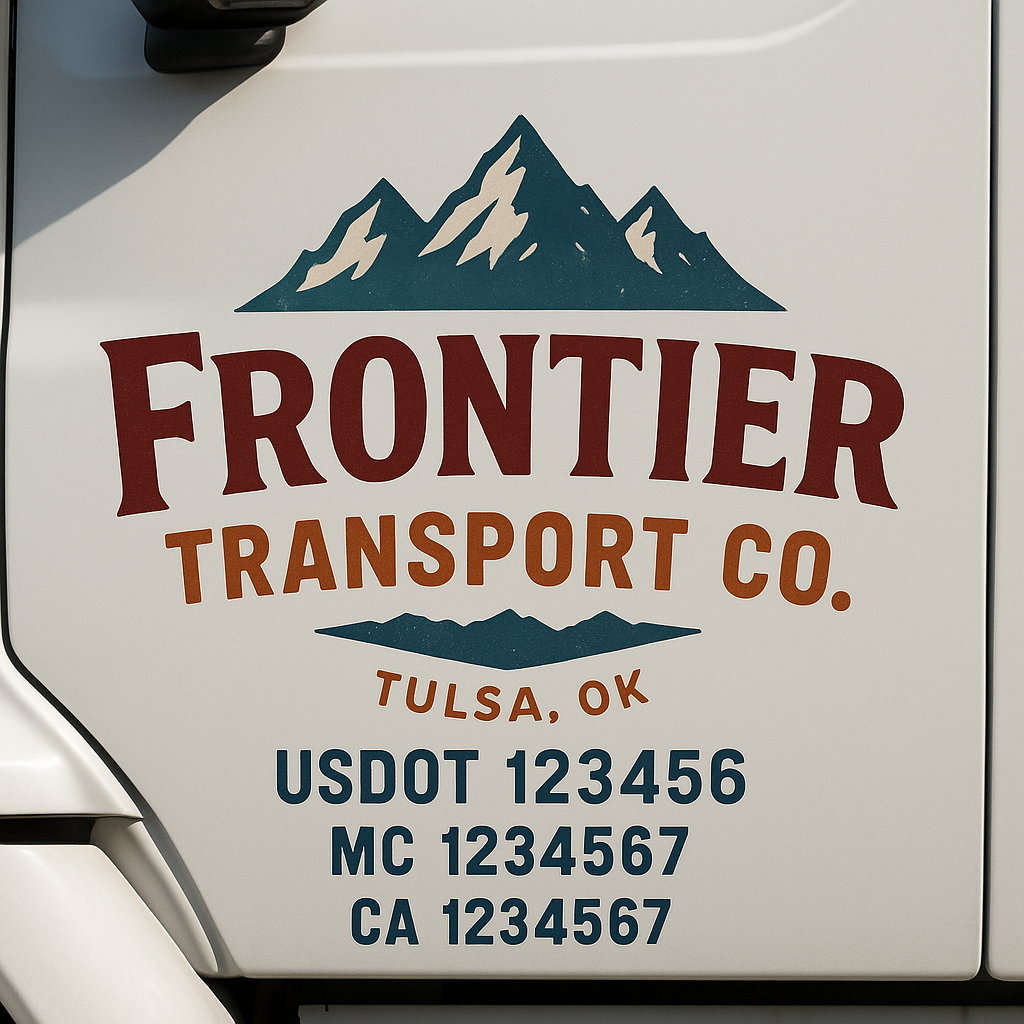 Custom Truck Door Decal Sticker Signs | Trucking or Business Name with City, USDOT, MC, CA Lettering Truck Signs