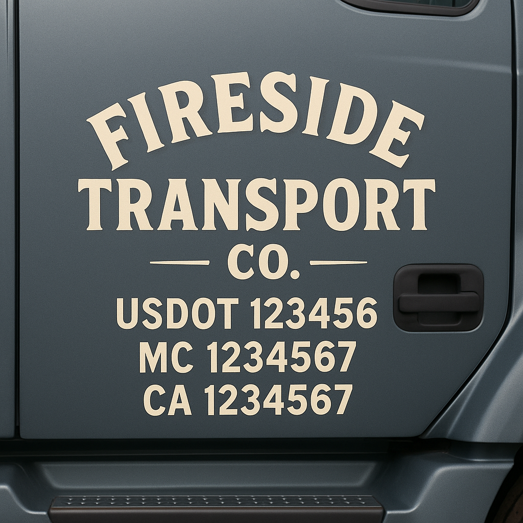 Custom Truck Door Decal Sticker Signs | Trucking or Business Name with City, USDOT, MC, CA Lettering Truck Signs