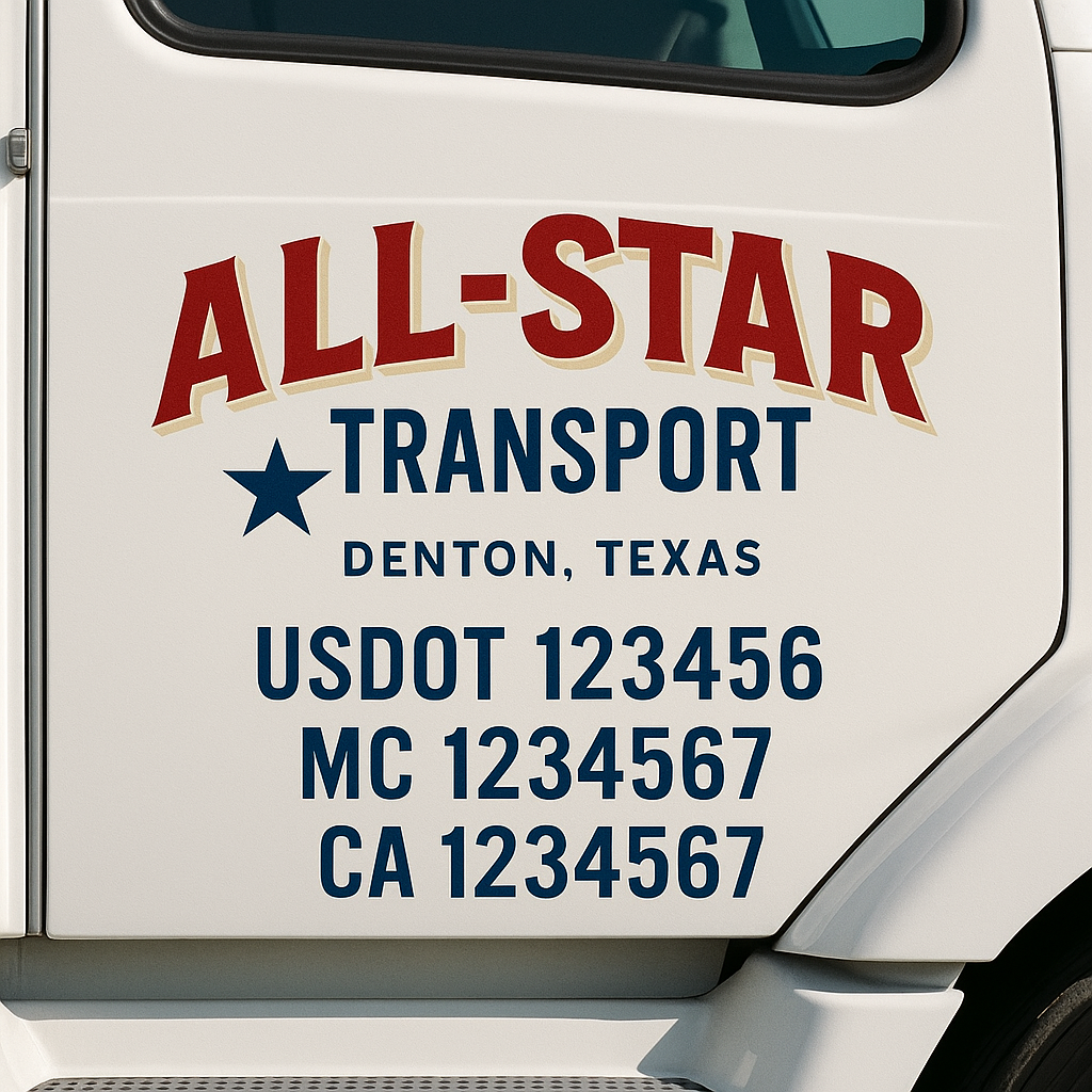 Custom Truck Door Decal Sticker Signs | Trucking or Business Name with City, USDOT, MC, CA Lettering Truck Signs