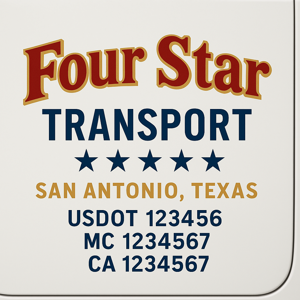 Custom Truck Door Decal Sticker Signs | Trucking or Business Name with City, USDOT, MC, CA Lettering Truck Signs