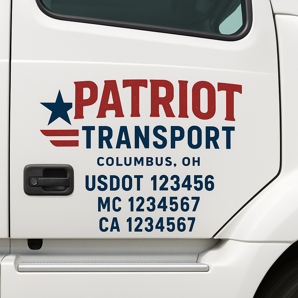 Custom Truck Door Decal Sticker Signs | Trucking or Business Name with City, USDOT, MC, CA Lettering Truck Signs
