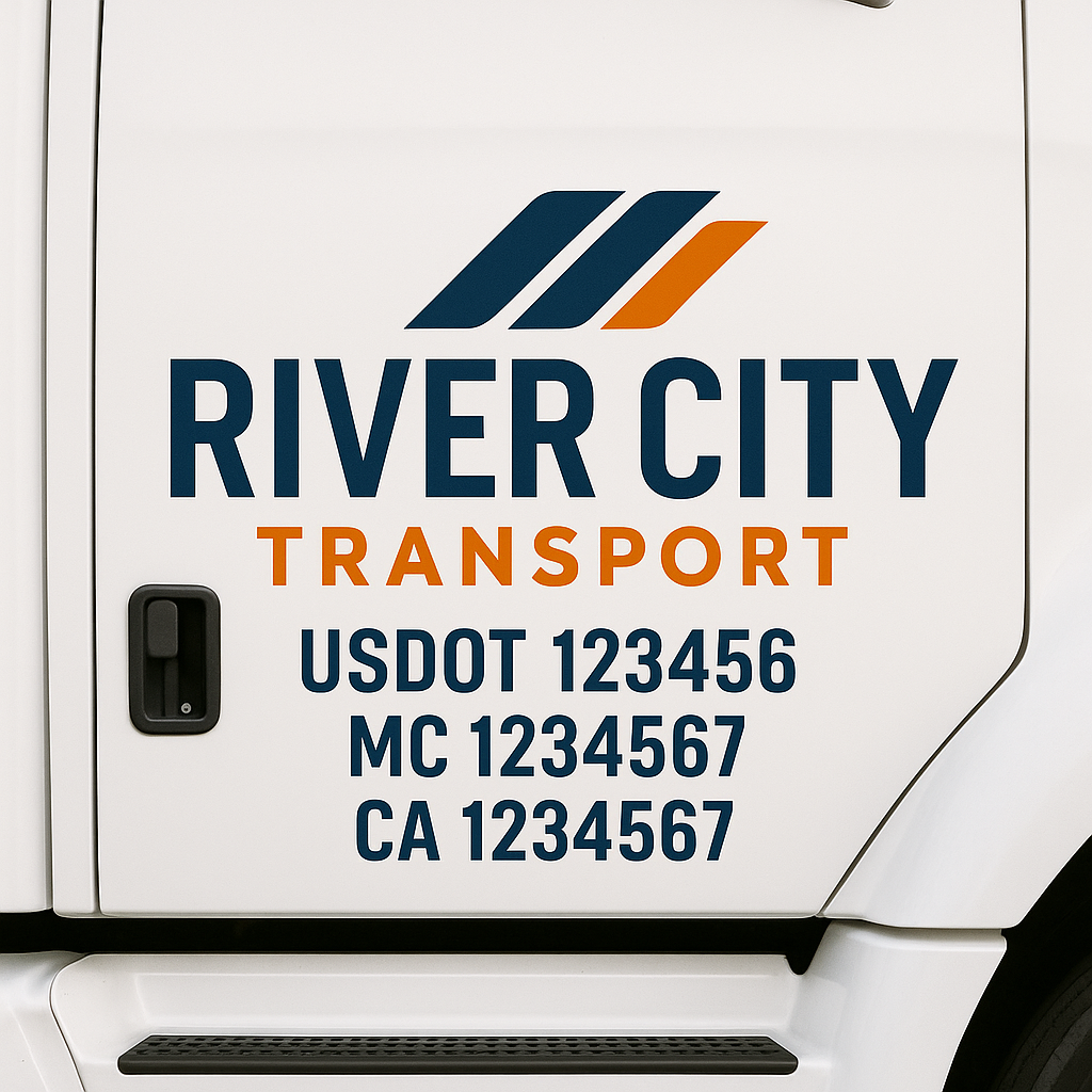 Custom Truck Door Decal Sticker Signs | Trucking or Business Name with City, USDOT, MC, CA Lettering Truck Signs