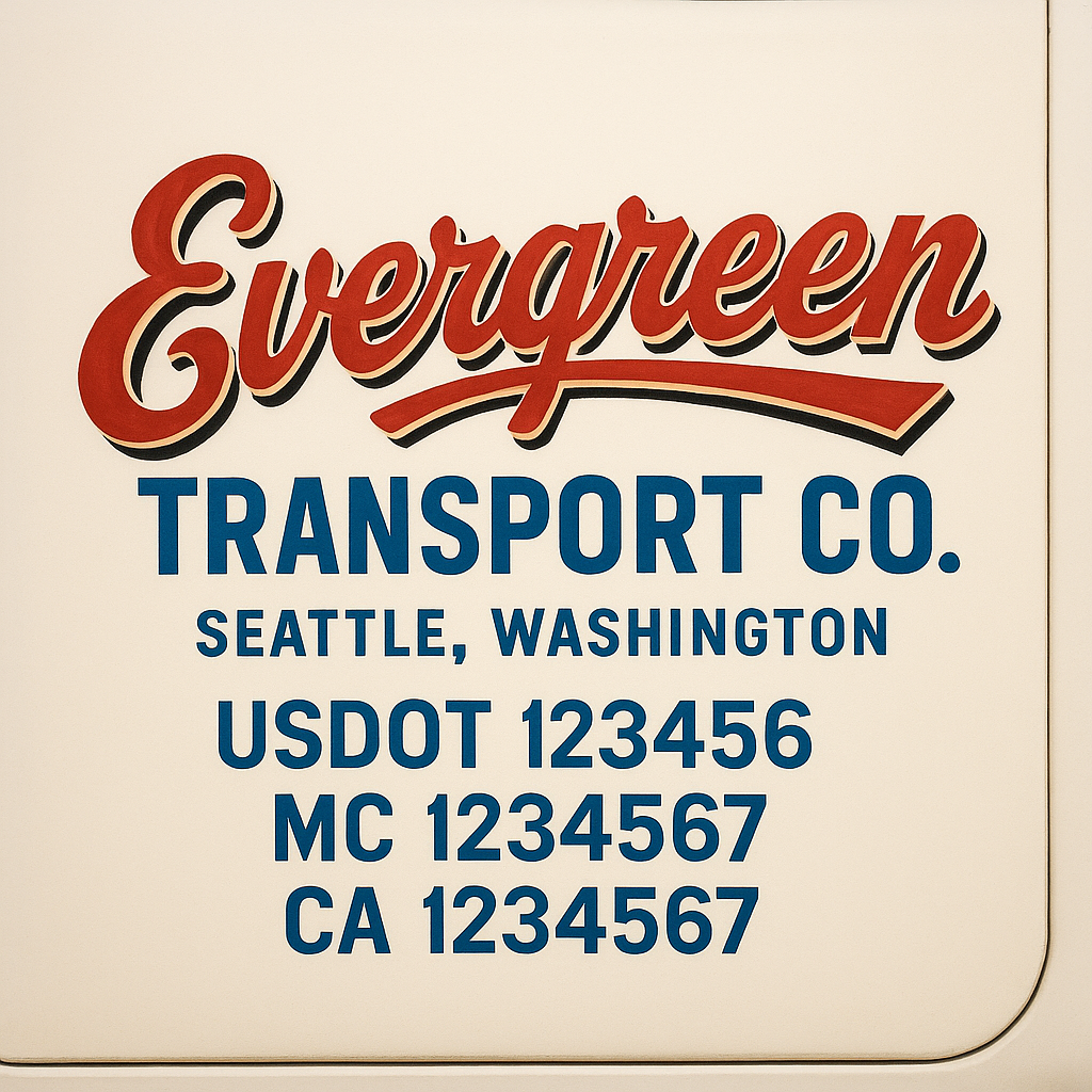 Custom Truck Door Decal Sticker Signs | Trucking or Business Name with City, USDOT, MC, CA Lettering Truck Signs