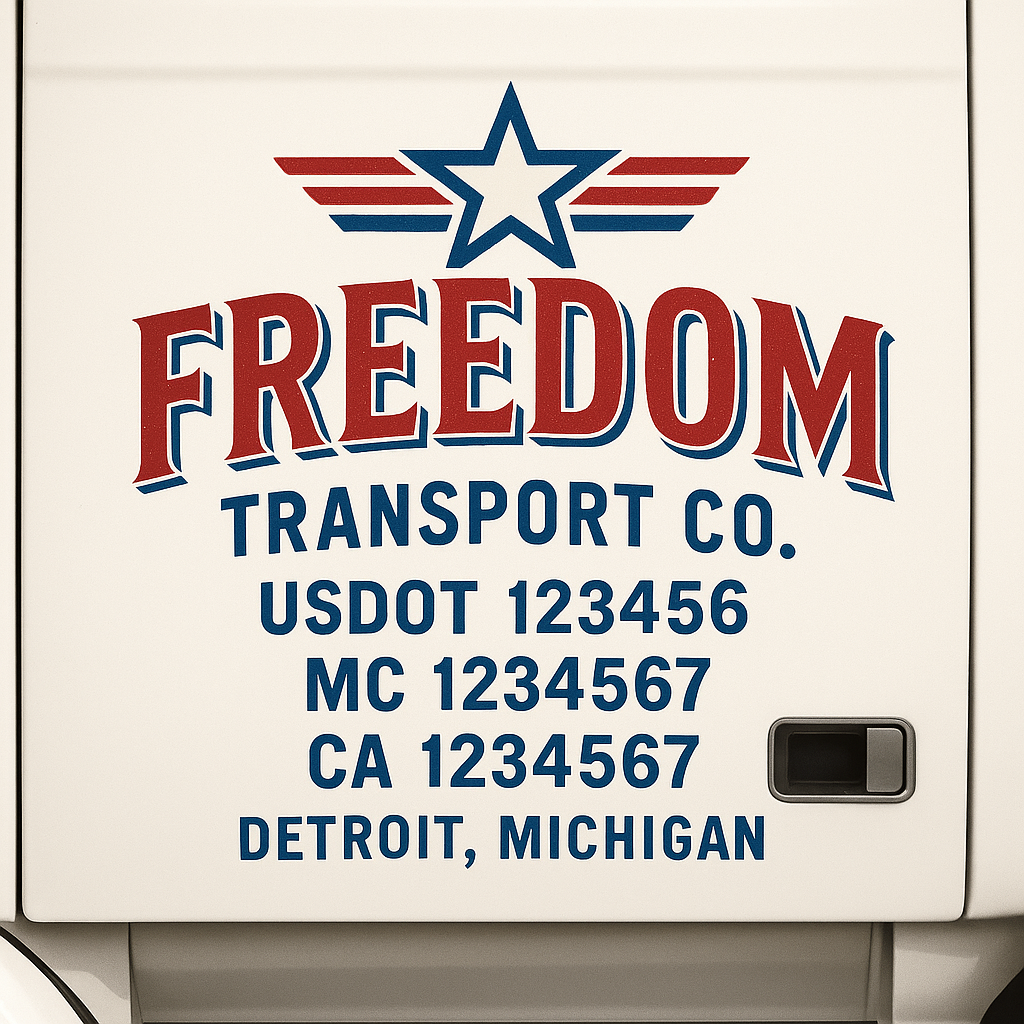 Custom Truck Door Decal Sticker Signs | Trucking or Business Name with City, USDOT, MC, CA Lettering Truck Signs