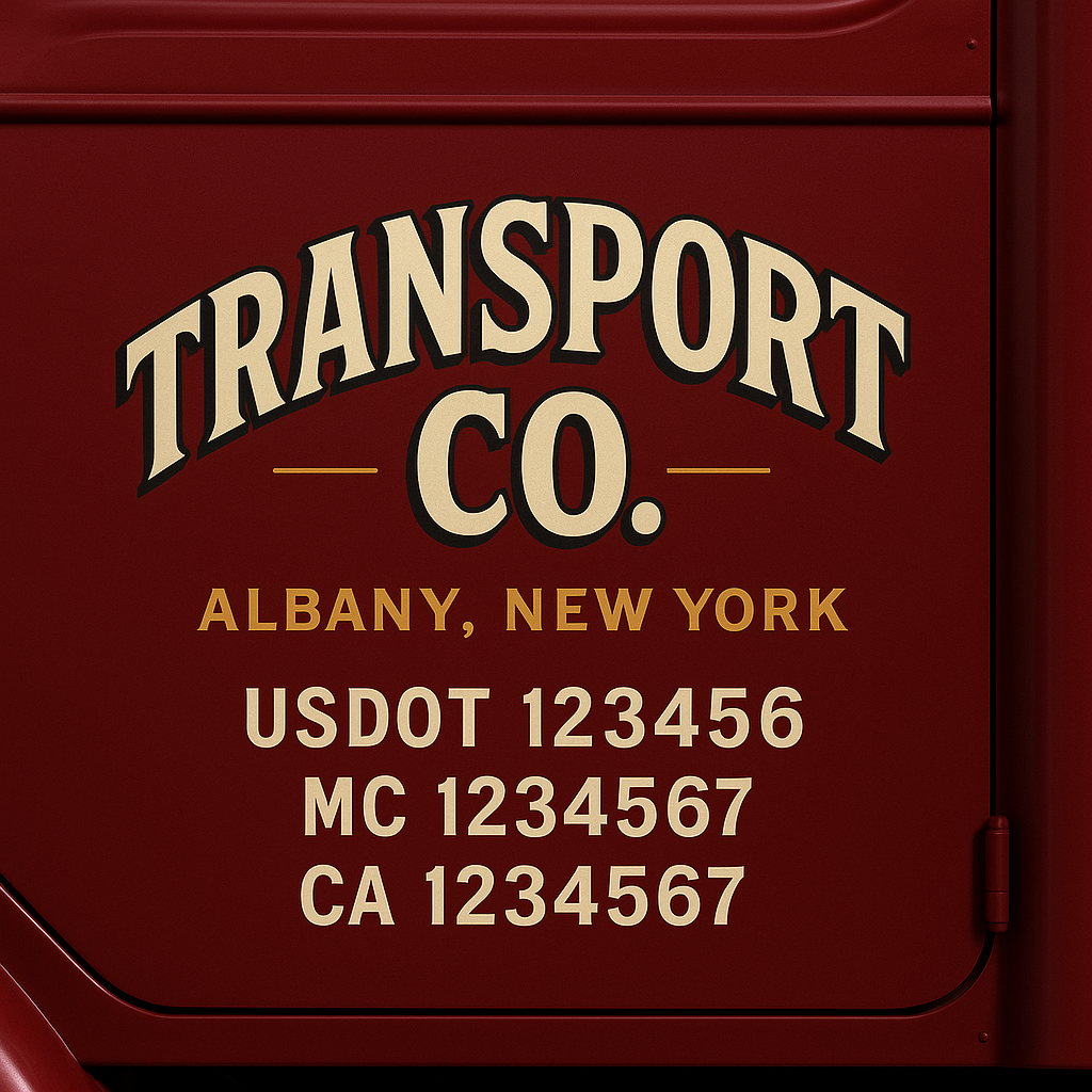 Custom Truck Door Decal Sticker Signs | Trucking or Business Name with City, USDOT, MC, CA Lettering Truck Signs