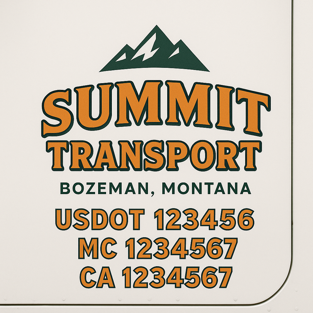 Custom Truck Door Decal Sticker Signs | Trucking or Business Name with City, USDOT, MC, CA Lettering Truck Signs