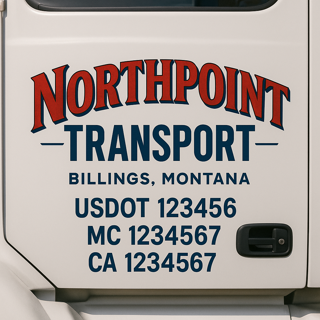 Custom Truck Door Decal Sticker Signs | Trucking or Business Name with City, USDOT, MC, CA Lettering Truck Signs