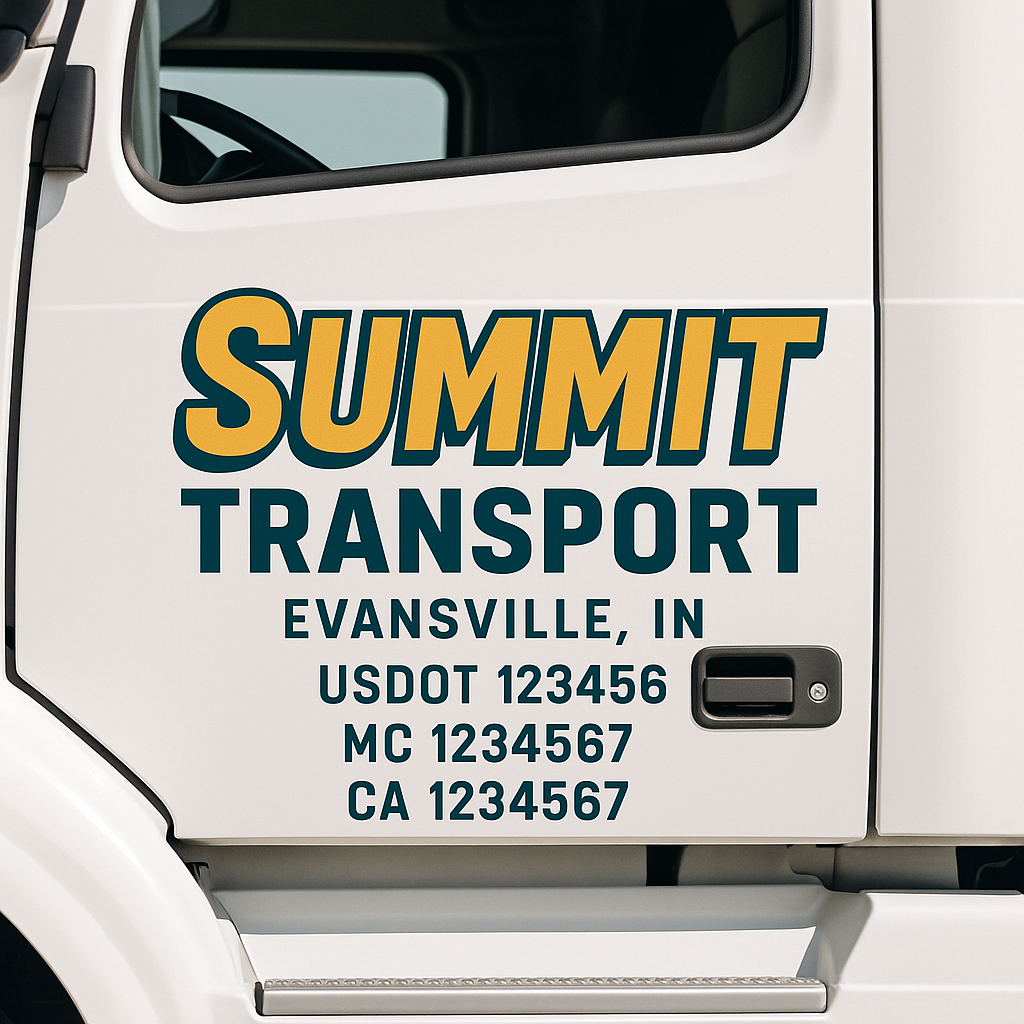 Custom Truck Door Decal Sticker Signs | Trucking or Business Name with City, USDOT, MC, CA Lettering Truck Signs