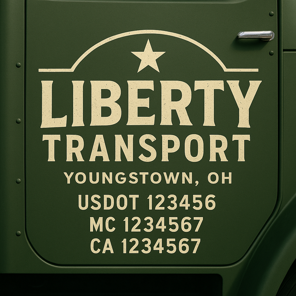 Custom Truck Door Decal Sticker Signs | Trucking or Business Name with City, USDOT, MC, CA Lettering Truck Signs