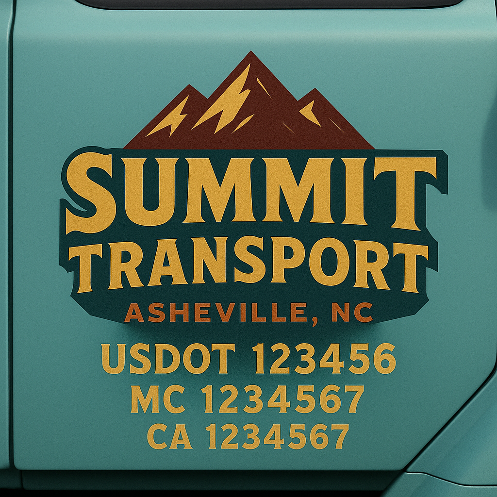 Custom Truck Door Decal Sticker Signs | Trucking or Business Name with City, USDOT, MC, CA Lettering Truck Signs