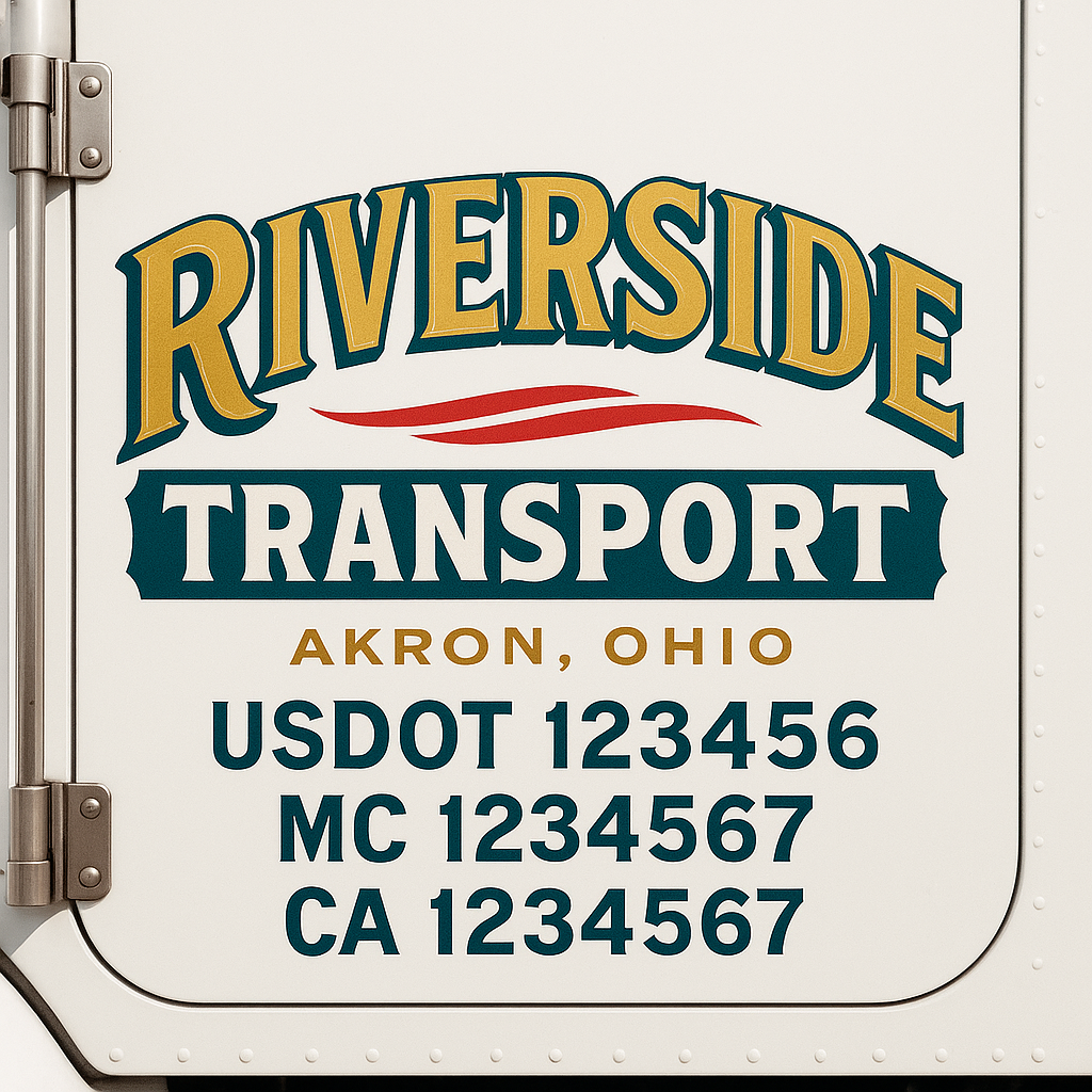 Custom Truck Door Decal Sticker Signs | Trucking or Business Name with City, USDOT, MC, CA Lettering Truck Signs