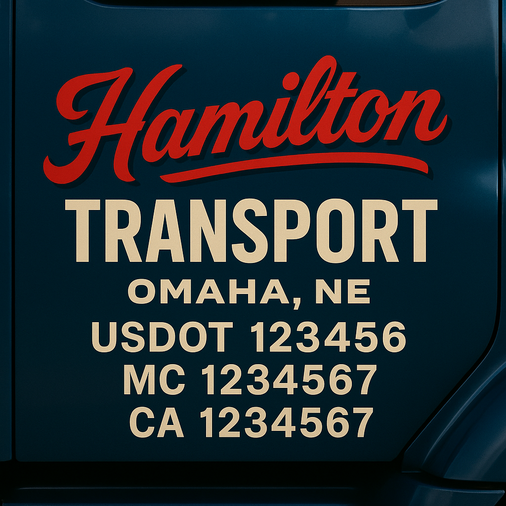 Custom Truck Door Decal Sticker Signs | Trucking or Business Name with City, USDOT, MC, CA Lettering Truck Signs