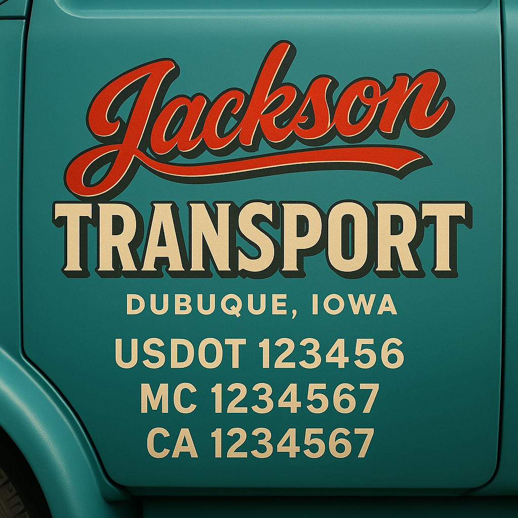 Custom Truck Door Decal Sticker Signs | Trucking or Business Name with City, USDOT, MC, CA Lettering Truck Signs