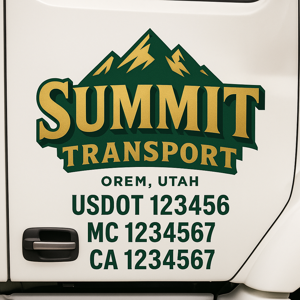 Custom Truck Door Decal Sticker Signs | Trucking or Business Name with City, USDOT, MC, CA Lettering Truck Signs