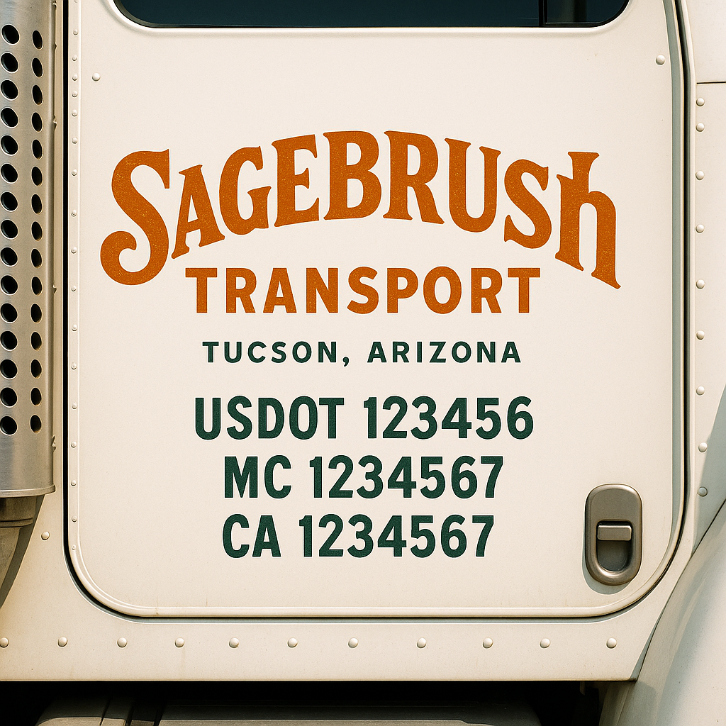 Custom Truck Door Decal Sticker Signs | Trucking or Business Name with City, USDOT, MC, CA Lettering Truck Signs