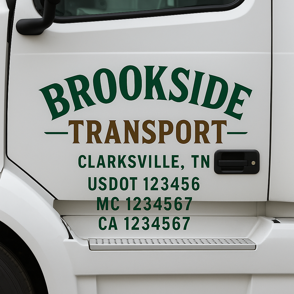 Custom Truck Door Decal Sticker Signs | Trucking or Business Name with City, USDOT, MC, CA Lettering Truck Signs