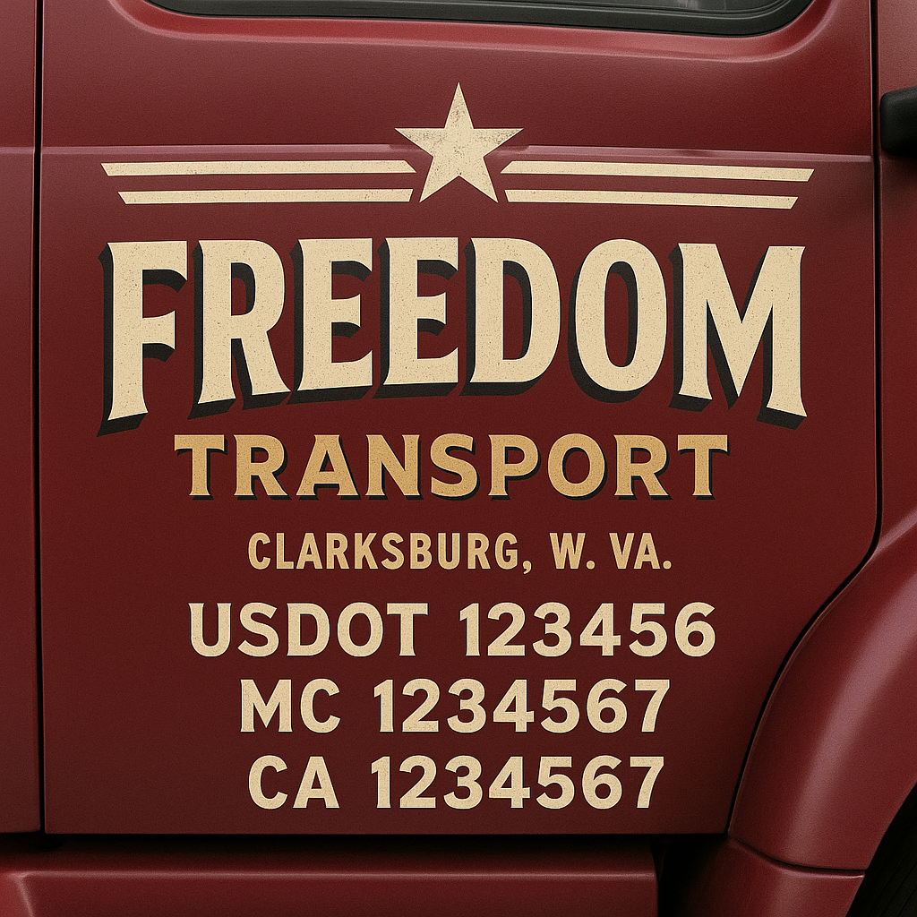 Custom Truck Door Decal Sticker Signs | Trucking or Business Name with City, USDOT, MC, CA Lettering Truck Signs