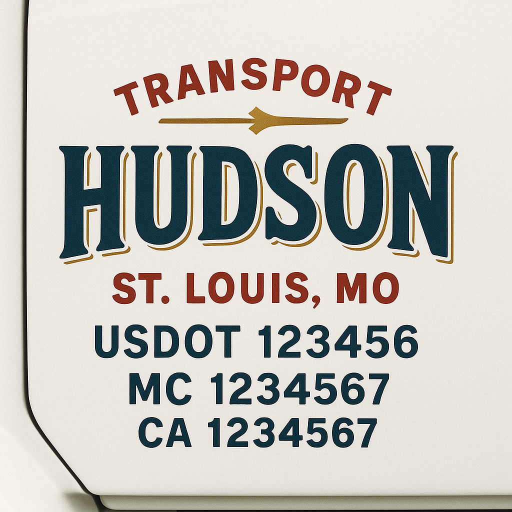 Custom Truck Door Decal Sticker Signs | Trucking or Business Name with City, USDOT, MC, CA Lettering Truck Signs