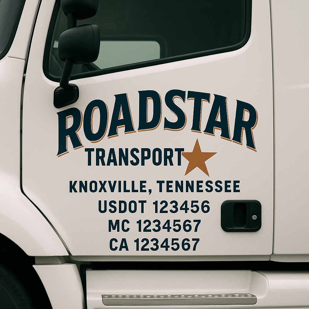 Custom Truck Door Decal Sticker Signs | Trucking or Business Name with City, USDOT, MC, CA Lettering Truck Signs