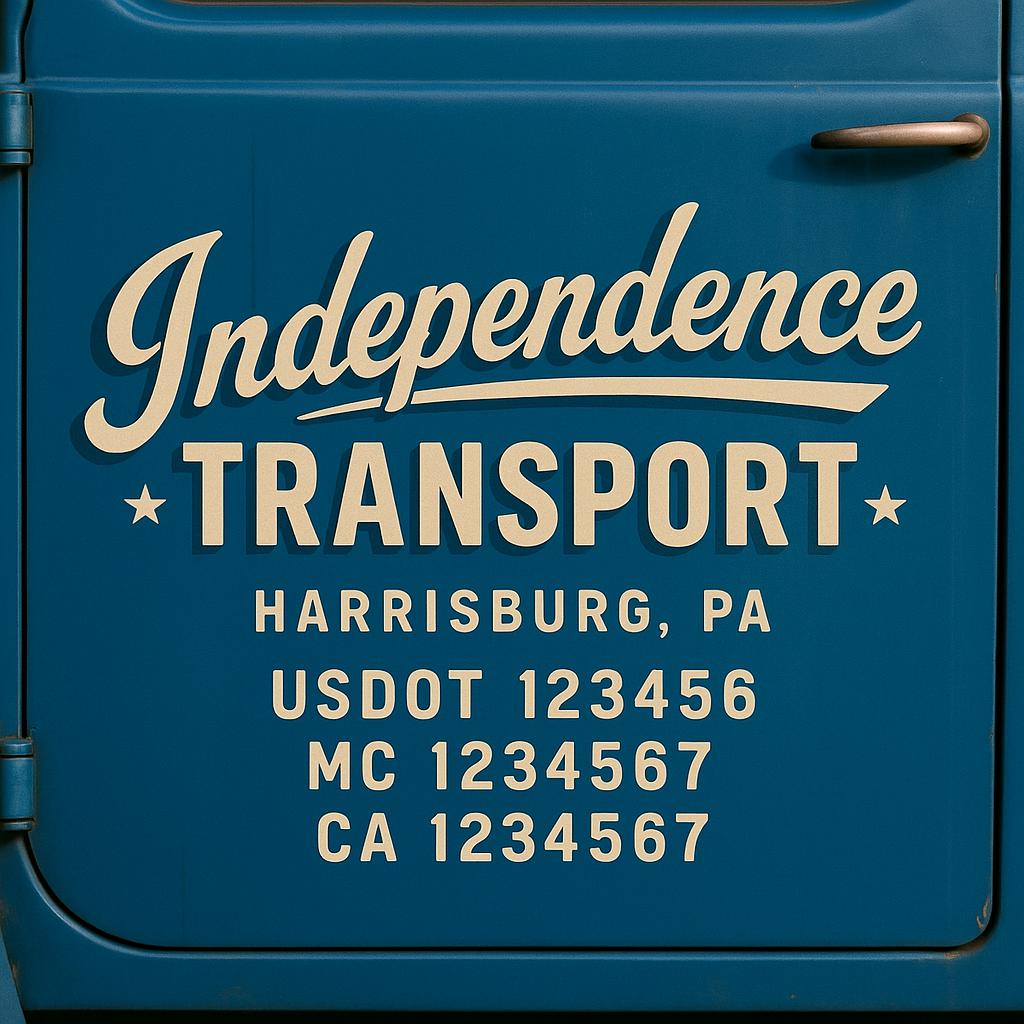 Custom Truck Door Decal Sticker Signs | Trucking or Business Name with City, USDOT, MC, CA Lettering Truck Signs