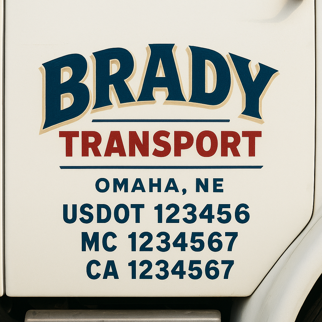 Custom Truck Door Decal Sticker Signs | Trucking or Business Name with City, USDOT, MC, CA Lettering Truck Signs