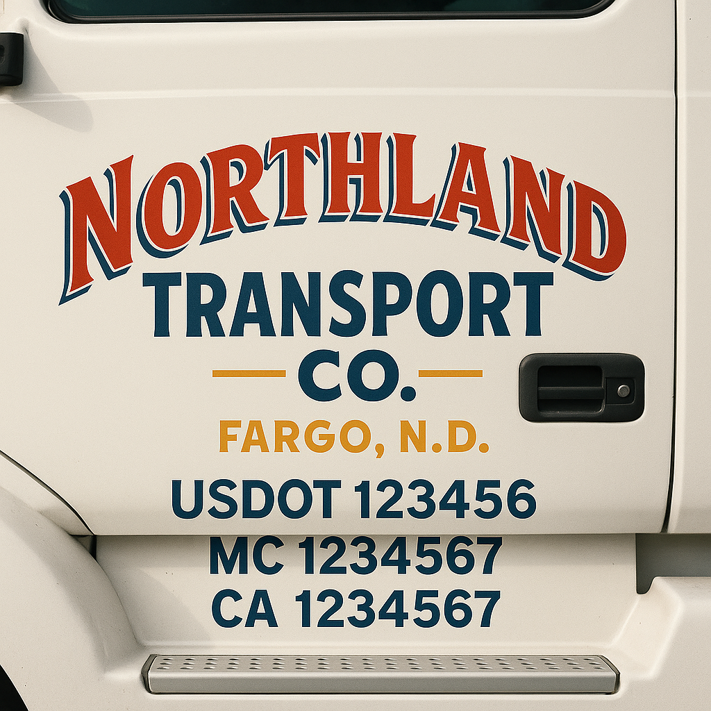 Custom Truck Door Decal Sticker Signs | Trucking or Business Name with City, USDOT, MC, CA Lettering Truck Signs