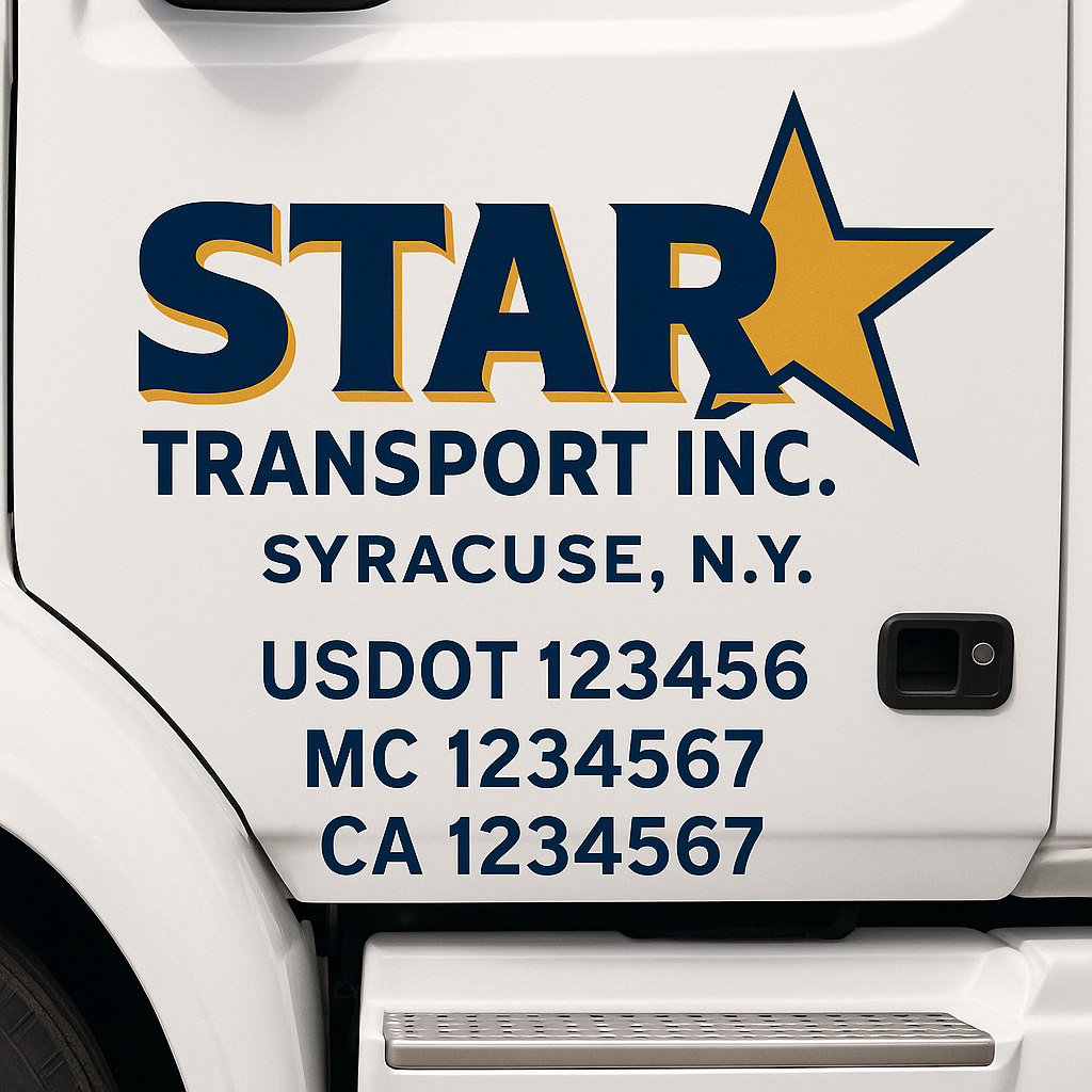 Custom Truck Door Decal Sticker Signs | Trucking or Business Name with City, USDOT, MC, CA Lettering Truck Signs