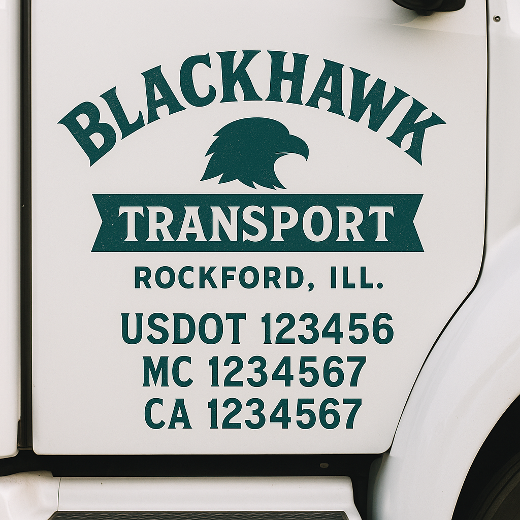 Custom Truck Door Decal Sticker Signs | Trucking or Business Name with City, USDOT, MC, CA Lettering Truck Signs
