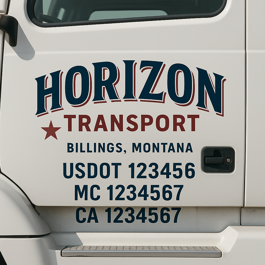 Custom Truck Door Decal Sticker Signs | Trucking or Business Name with City, USDOT, MC, CA Lettering Truck Signs
