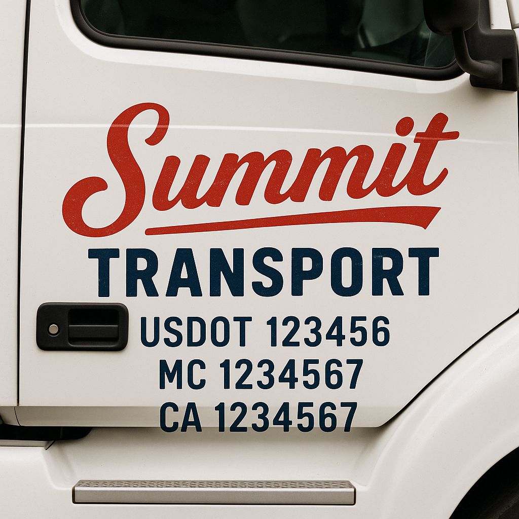 Custom Truck Door Decal Sticker Signs | Trucking or Business Name with City, USDOT, MC, CA Lettering Truck Signs