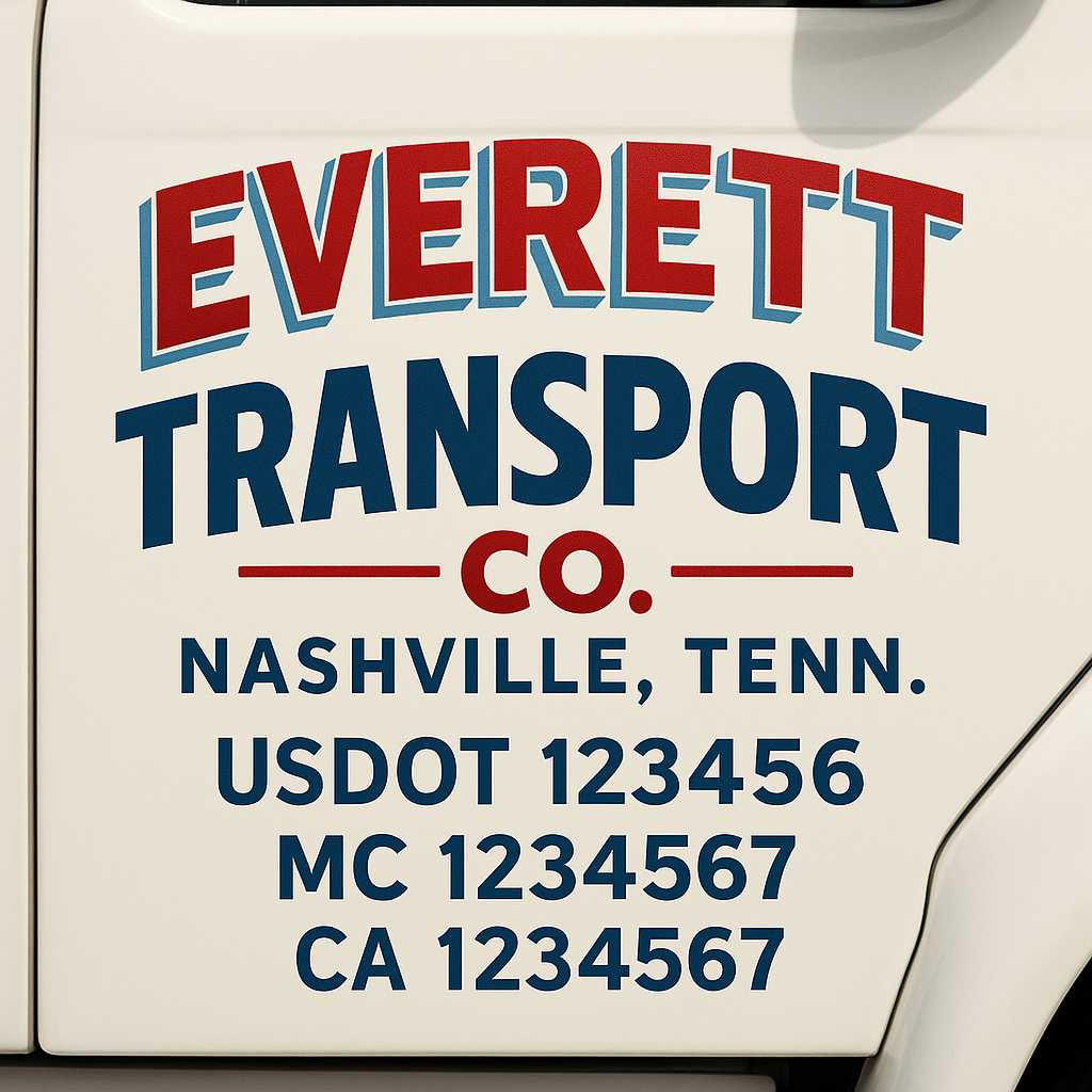 Custom Truck Door Decal Sticker Signs | Trucking or Business Name with City, USDOT, MC, CA Lettering Truck Signs