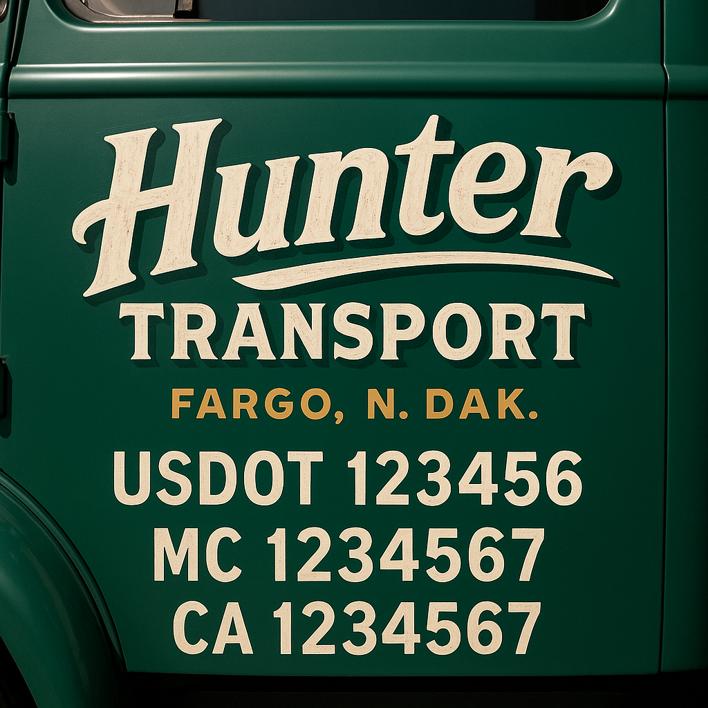 Custom Truck Door Decal Sticker Signs | Trucking or Business Name with City, USDOT, MC, CA Lettering Truck Signs