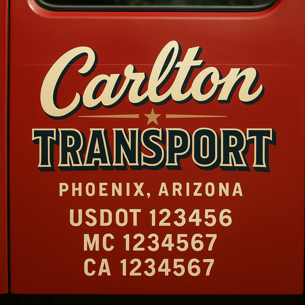Custom Truck Door Decal Sticker Signs | Trucking or Business Name with City, USDOT, MC, CA Lettering Truck Signs