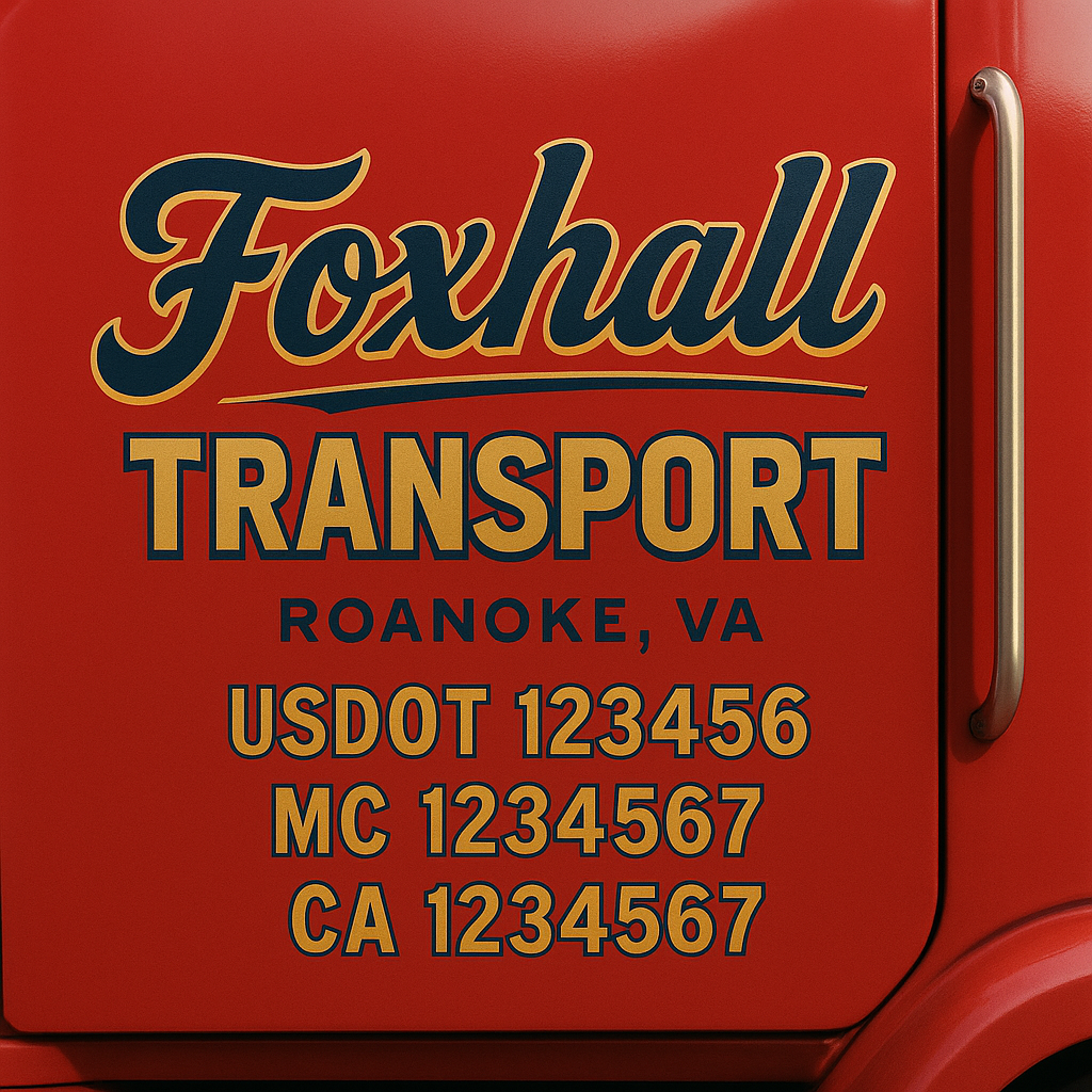 Custom Truck Door Decal Sticker Signs | Trucking or Business Name with City, USDOT, MC, CA Lettering Truck Signs