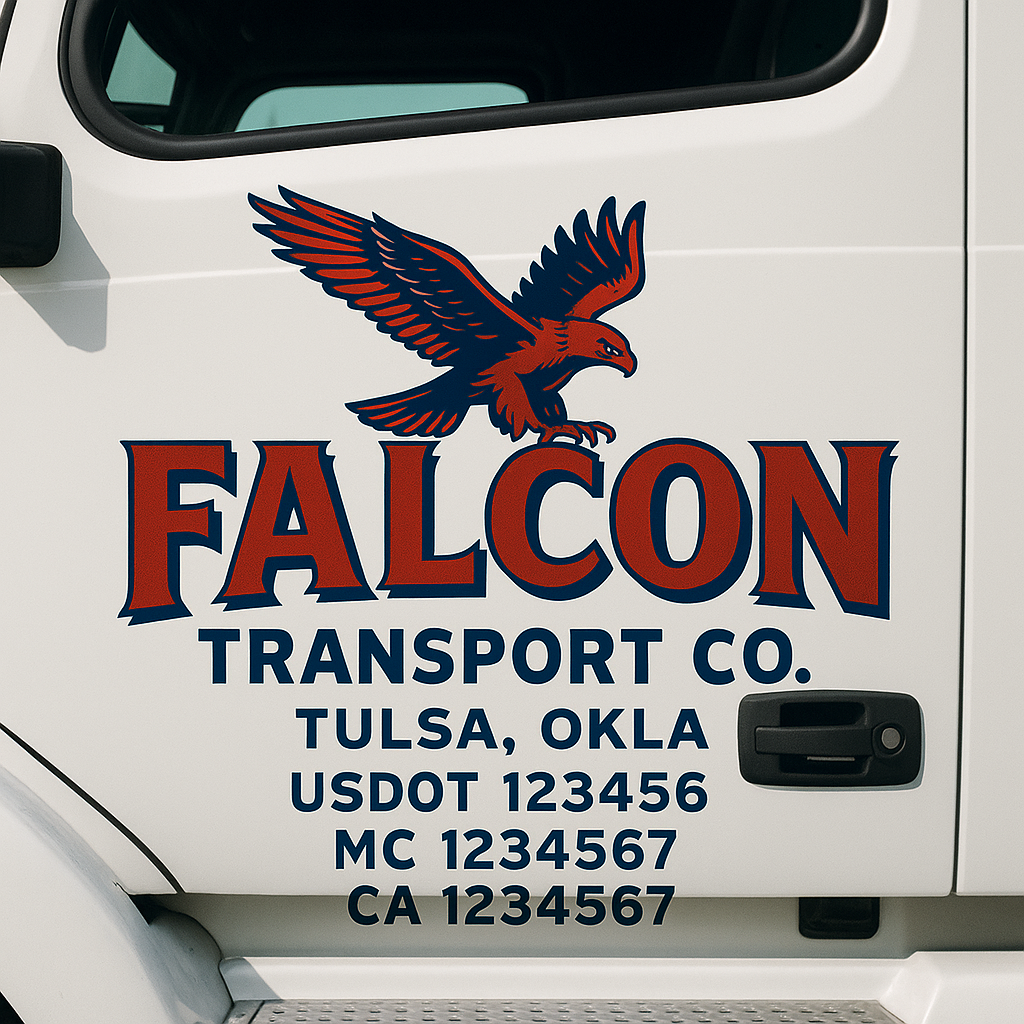 Custom Truck Door Decal Sticker Signs | Trucking or Business Name with City, USDOT, MC, CA Lettering Truck Signs