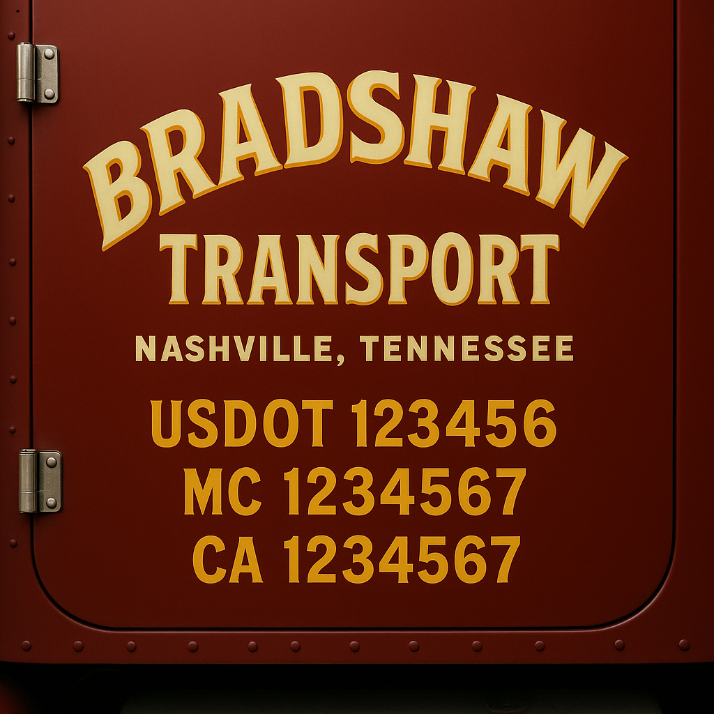Custom Truck Door Decal Sticker Signs | Trucking or Business Name with City, USDOT, MC, CA Lettering Truck Signs