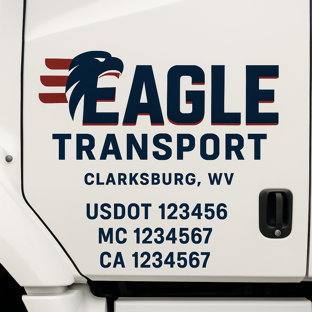 Custom Truck Door Decal Sticker Signs | Trucking or Business Name with City, USDOT, MC, CA Lettering Truck Signs