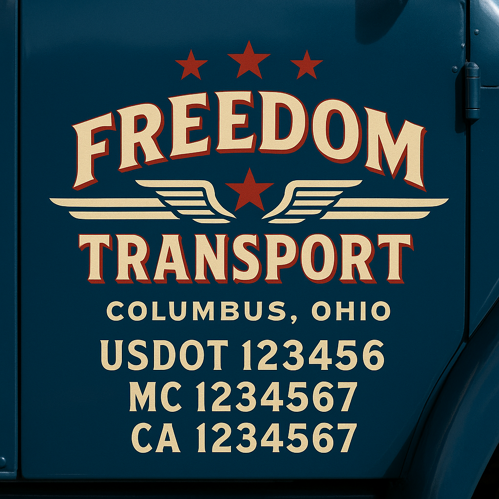 Custom Truck Door Decal Sticker Signs | Trucking or Business Name with City, USDOT, MC, CA Lettering Truck Signs