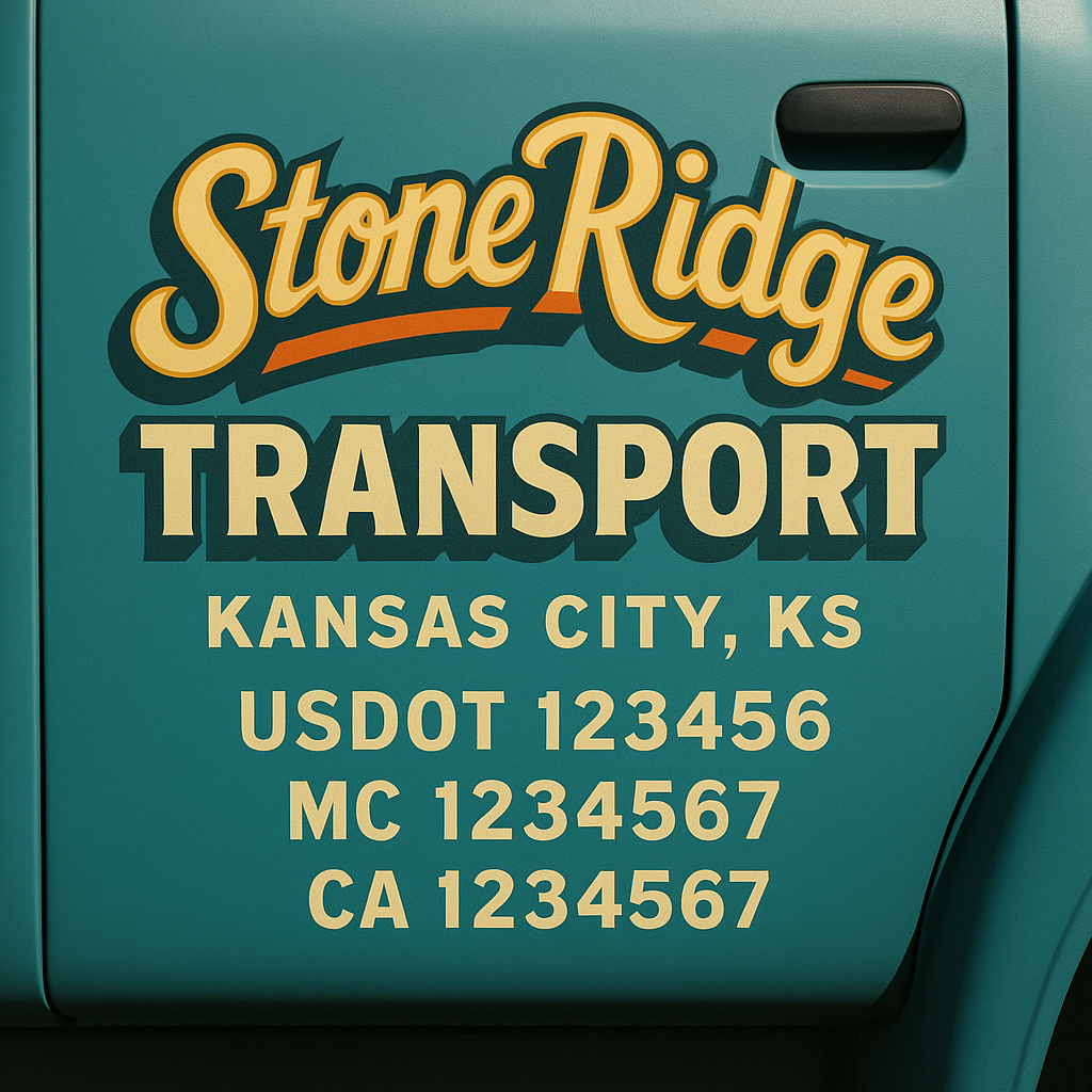 Custom Truck Door Decal Sticker Signs | Trucking or Business Name with City, USDOT, MC, CA Lettering Truck Signs