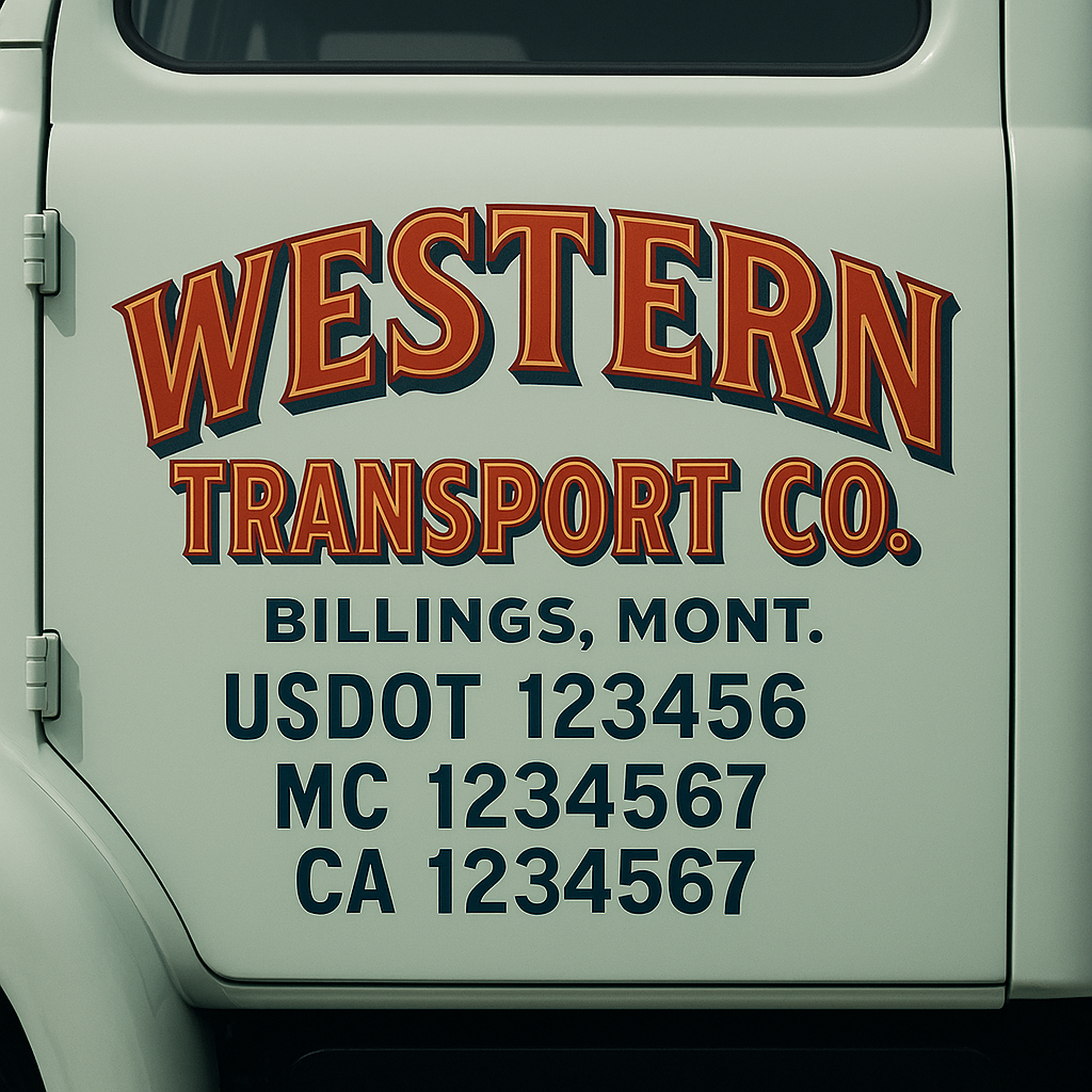 Custom Truck Door Decal Sticker Signs | Trucking or Business Name with City, USDOT, MC, CA Lettering Truck Signs