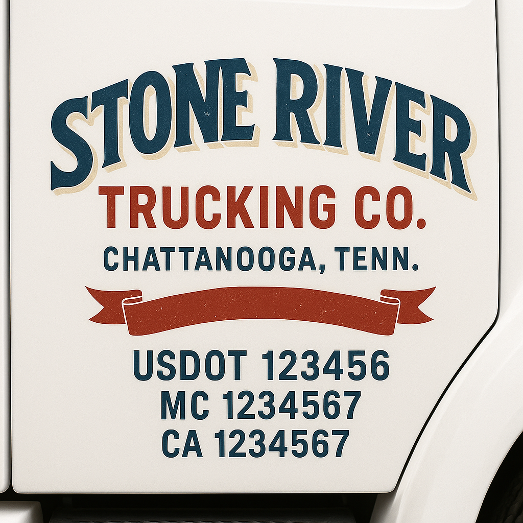 Custom Truck Door Decal Sticker Signs | Trucking or Business Name with City, USDOT, MC, CA Lettering Truck Signs