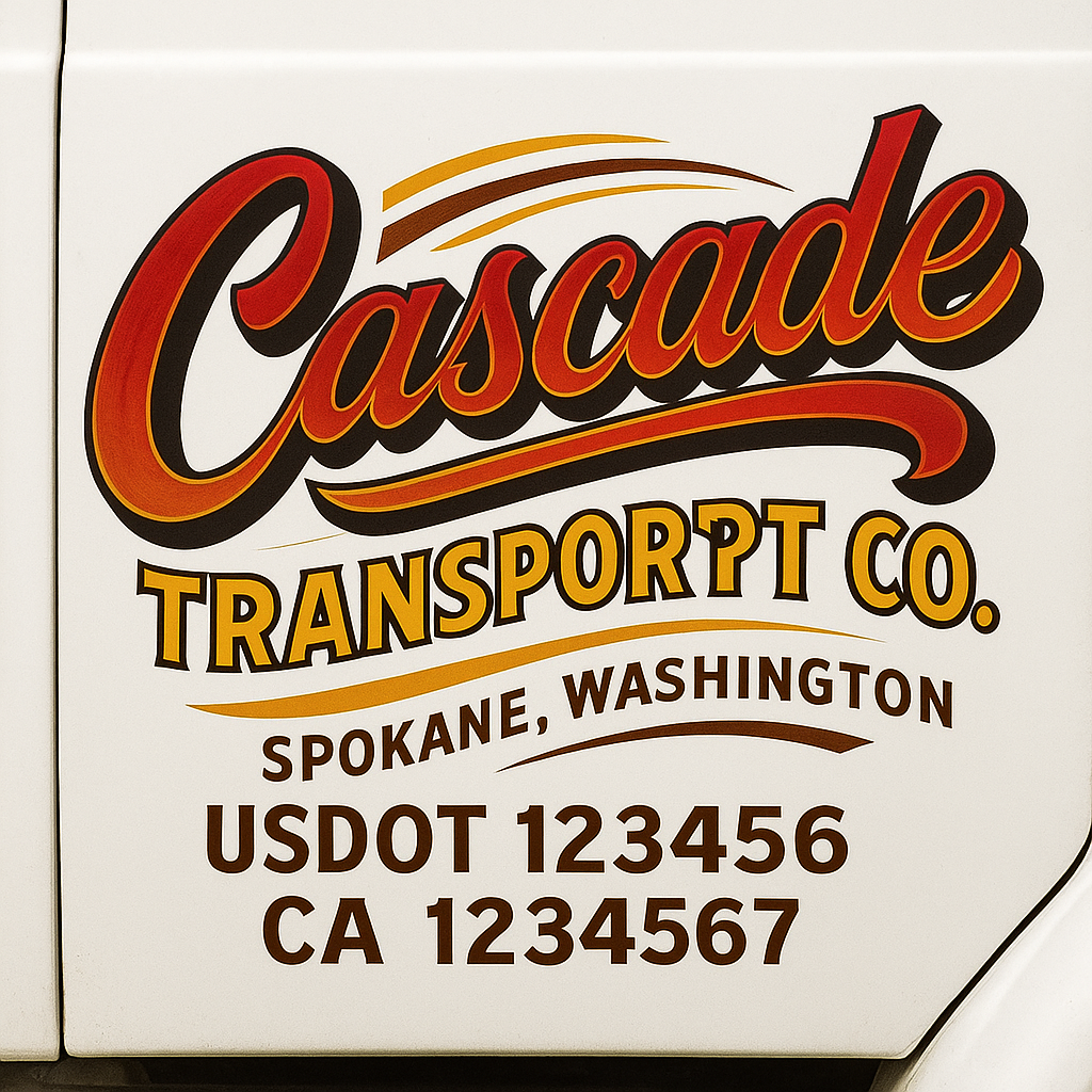 Trucking Door Decal With Name, City, USDOT, MC, CA, KYU, or Regulation Number Decal Stickers | Semi Truck US DOT Lettering Signs