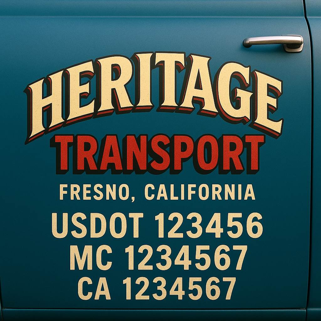 Trucking Door Decal With Name, City, USDOT, MC, CA, KYU, or Regulation Number Decal Stickers | Semi Truck US DOT Lettering Signs