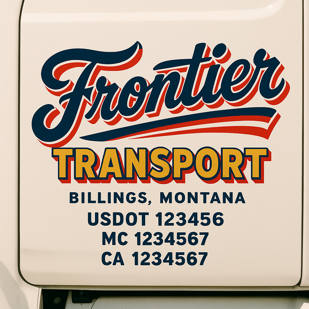 Trucking Door Decal With Name, City, USDOT, MC, CA, KYU, or Regulation Number Decal Stickers | Semi Truck US DOT Lettering Signs