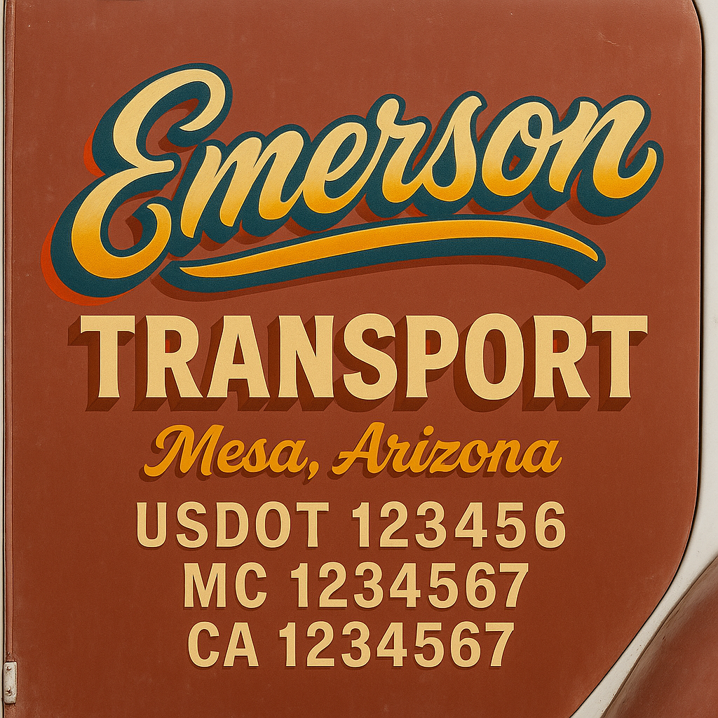 Trucking Door Decal With Name, City, USDOT, MC, CA, KYU, or Regulation Number Decal Stickers | Semi Truck US DOT Lettering Signs